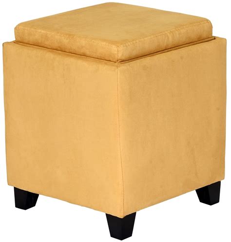It can be used as an ottoman, coffee table, footstool, and single bed. Rainbow Yellow Microfiber Storage Ottoman from Armen ...