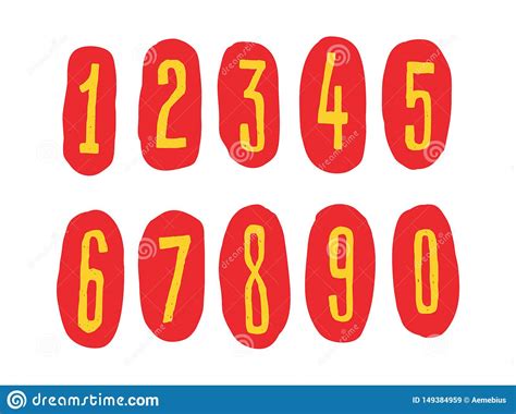 Bright Arabic Numerals Vector Linear Contour Figures