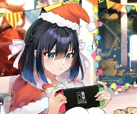 2k Free Download Anime Girl Nintendo Switch Santa Hat Hd