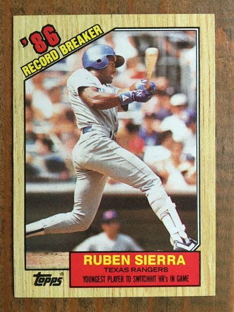 1987 Topps 6 Ruben Sierra Rangers Rookie Season Record Breaker Nm