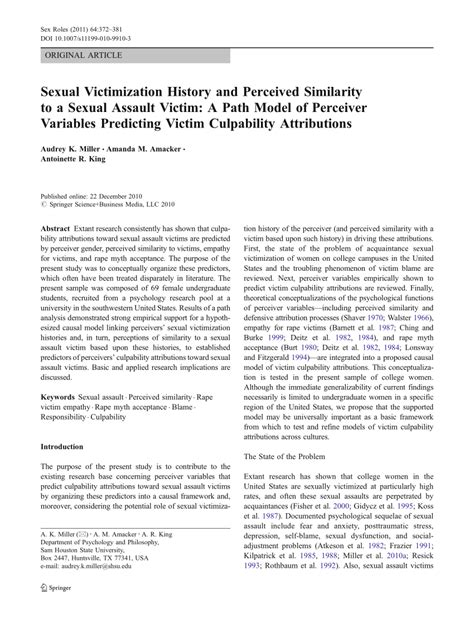 Pdf Sexual Victimization History And Perceived Similarity To A Sexual