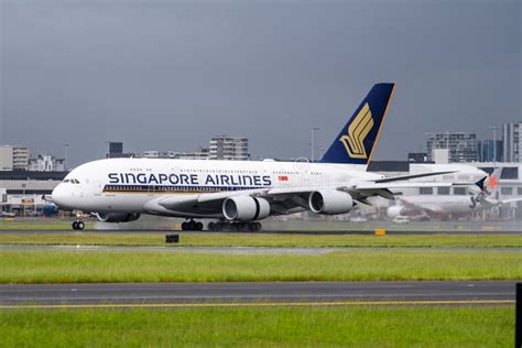 Singapore Airlines Airbus A380 Arriving In Sydney Editorial Image
