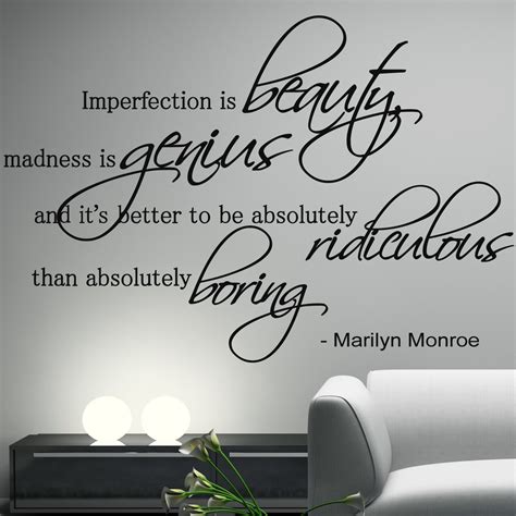 Marilyn Monroe Wall Decal Vinyl Sticker Quote Art Decor Imperfection Is Beauty On Luulla