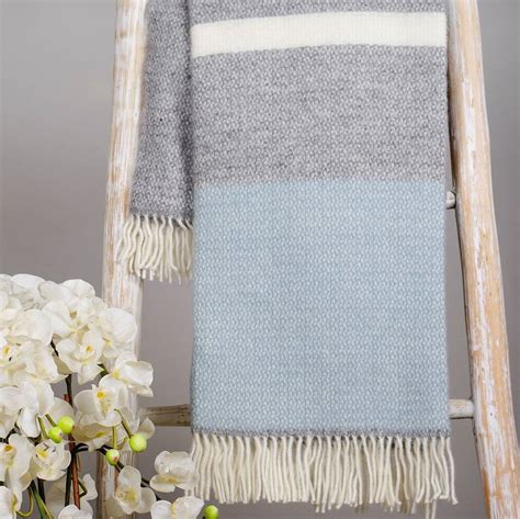 Duck Egg Blue And Cream Throw By Ella James