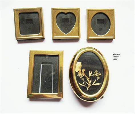 Vintage Miniature Brass Picture Frames Mini Lot Of 5 Etsy Brass