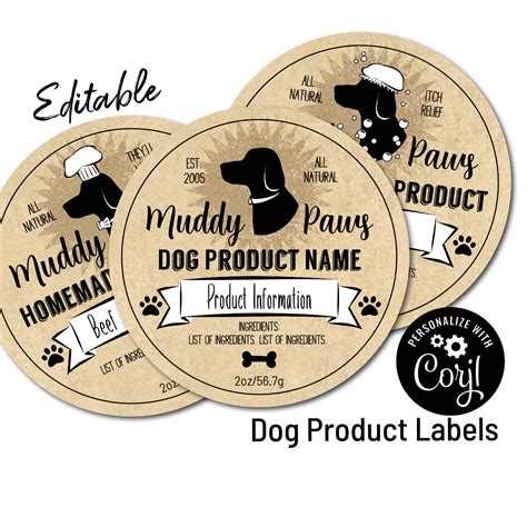 Editable Homemade Dog Product Labels With Dog Food Dog Etsy