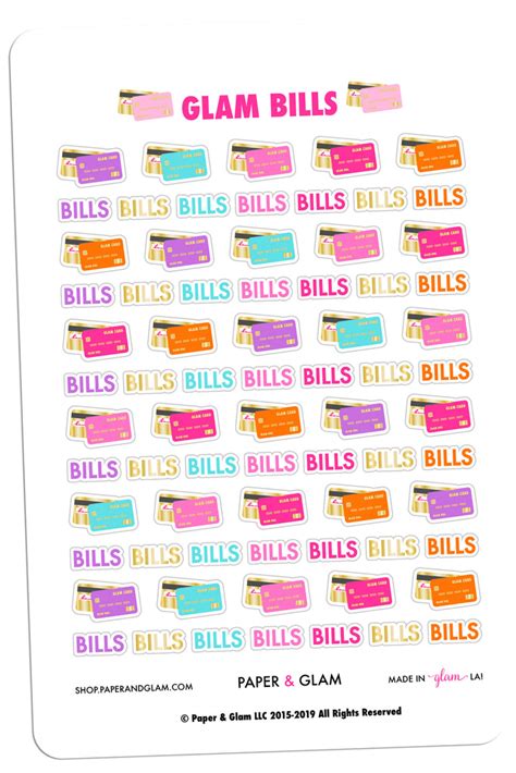 Gold Foil Glam Bills Planner Stickers Paper And Glam Planners