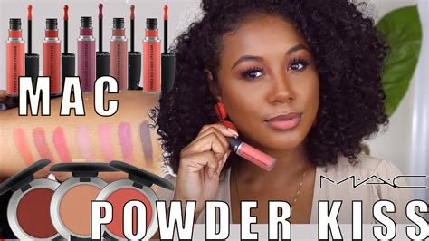 Trying The Mac Powder Kiss Collection Eyeshadows And Liquid Lipsticks Swatches Youtube