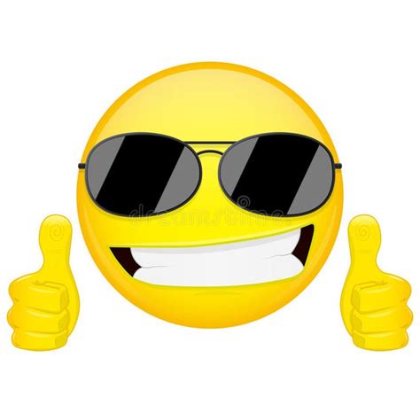 Good Idea Emoji Thumbs Up Emotion Cool Guy With Sunglasses Emoticon