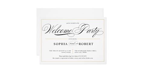Simple Lines Calligraphy Elegant Welcome Party Invitation