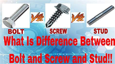 What Is Difference Between Bolt And Screws And Stud