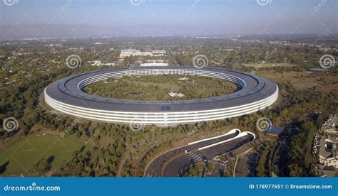 Aerial Of Apple Park Corporate Building Spaceship Apple Inc