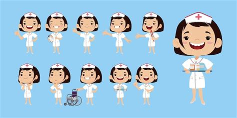 Premium Vector Nurse With Different Poses Vector