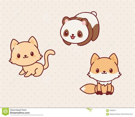 Kawaii Animals Stock Vector Image 70560571 Cute Animal Drawings
