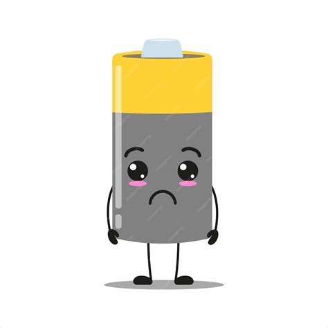 Premium Vector Cute Sad Battery Character Funny Sad Array Cartoon