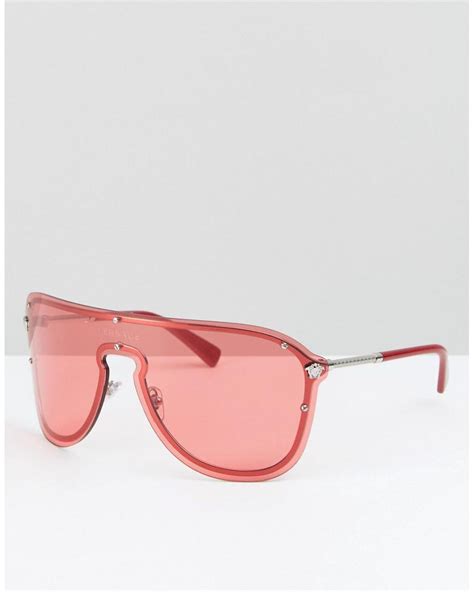 versace shield sunglasses in pink for men lyst