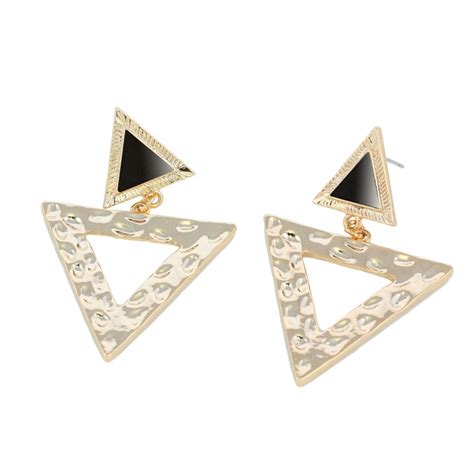 High Quality Big Gold Triangle Earrings Crystal Drop Earrings For Women