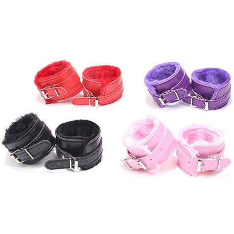 Exotic Accessories Adjustable PU Plush Hand Cuffs Ankle Handcuffs For Restraints Bondage