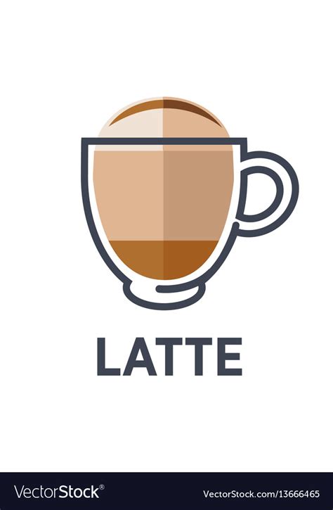 Coffee Latte Drink Cup Flat Icon For Cafe Vector Image
