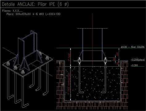 The connection can be made by a variety of different components: Base Anchor - Stell Structure Detail DWG Detail for ...