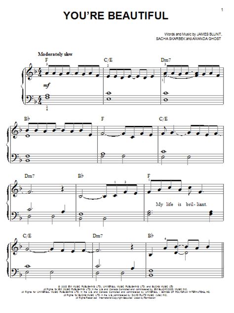 James Blunt Youre Beautiful Sheet Music Pdf Notes Chords Pop