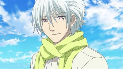 Anime Boy White Hair Green Eyes