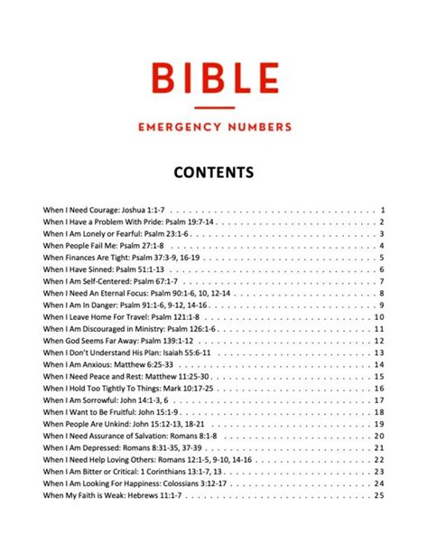 Bible Emergency Numbers Bible Study Guide Ebook Pdf Download Printable