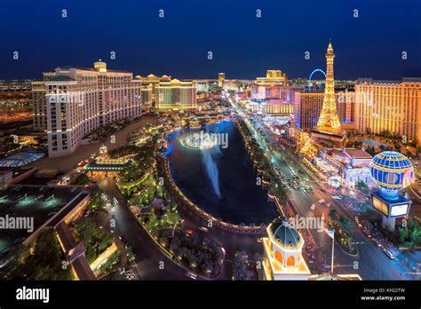 Las Vegas Strip Skyline At Night Stock Photo Alamy
