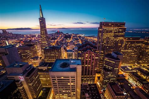 San Francisco Financial Disctrict Skyscrapers Cityscape Night