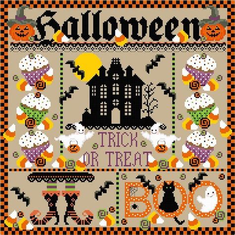 Halloween Sampler Cross Stitch Leaflet By Sugar Etsy Halloween