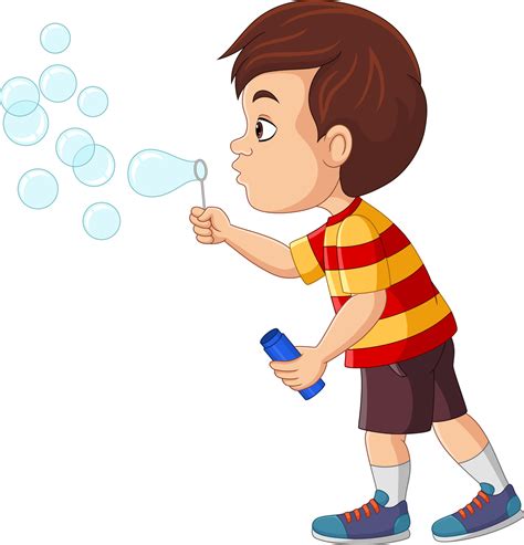 Cartoon Little Boy Blowing A Soap Bubbles 8916650 Vector Art At Vecteezy