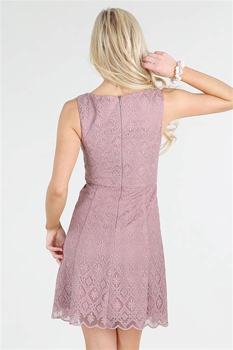 Mauve Tile Lace Embroidered Dress Aquarius Brand