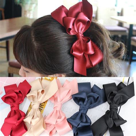 2017 New Big Ribbon Bows Hair Clips Fashion Bowknot Hairclips For Women