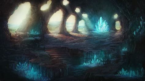 Artstation Crystal Cave Henry Ledesma Fantasy Landscape Fantasy