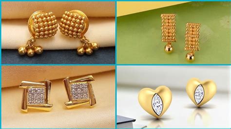 latest light weight gold earrings design daily wear gold earrings simple gold earringdesign