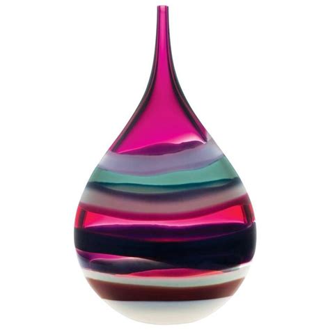 Modern Glass Vase Amethyst Teardrop Blown Glass Handmade Sculpture