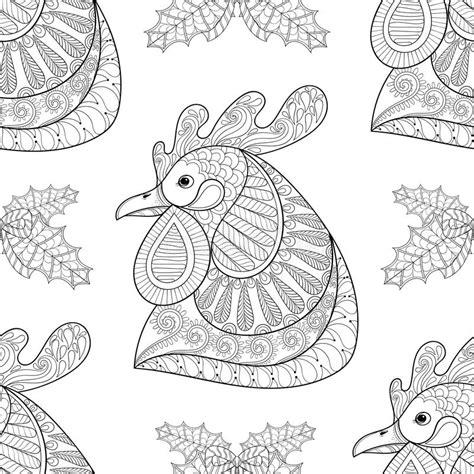 Zentangle Cartoon Rooster Or Cock Hand Drawn Sketch For Adult C Stock