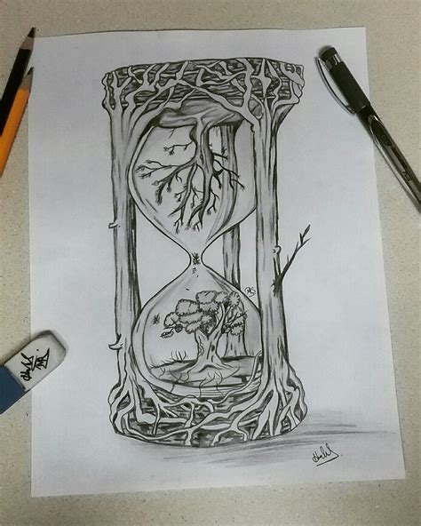 Creative Hourglass Drawing Hourglass Drawing Pencil