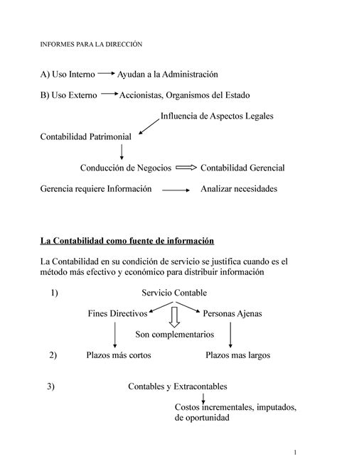 Clases de informes de costos INFORMES PARA LA DIRECCIÓN A Uso