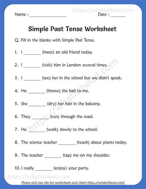 Tense Worksheets For Grade 2 Pdf