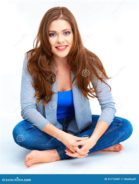 Young Woman Full Body Portrait Beautiful Smiling Girl Stock Image