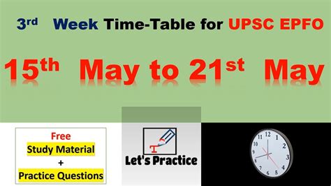 Upsc Epfo Rd Week Study Plan With Practice Questions Th May