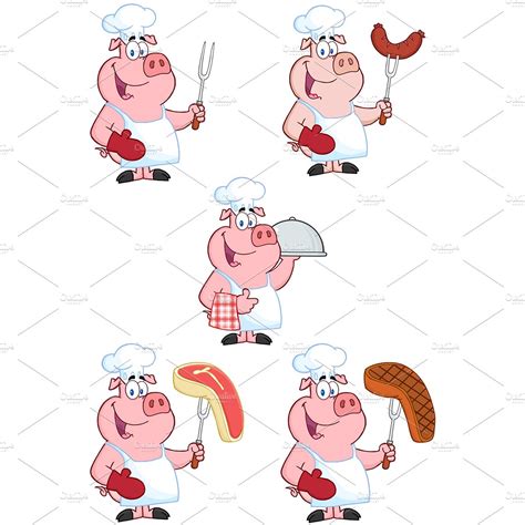 Chef Pigs Collection Custom Designed Illustrations Creative Market