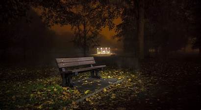 Park Night Bench Autumn Lonely Wallpapers Fall