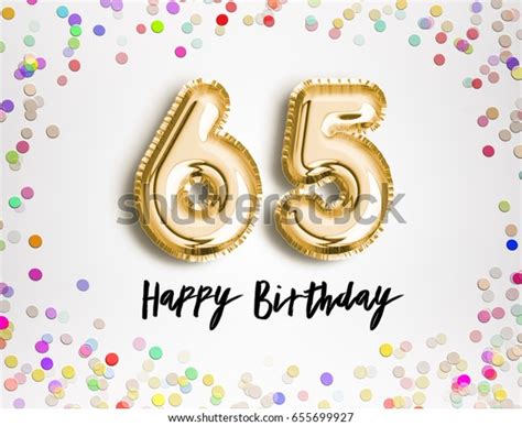 65th Birthday Celebration Gold Balloons Colorful Stock Illustration