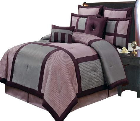 Morgan Purple And Gray Cal King Size Luxury 8 Piece Comforter Set