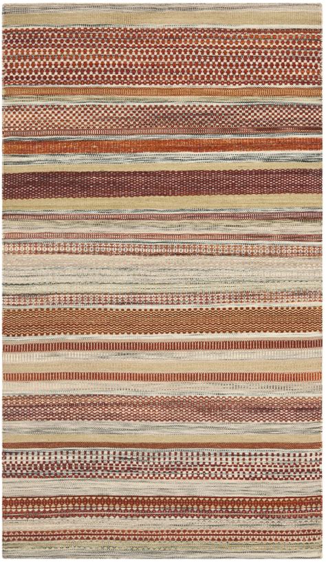 Striped Kilim Handwoven Flatweave Wool Brownbeige Area Rug Kilim