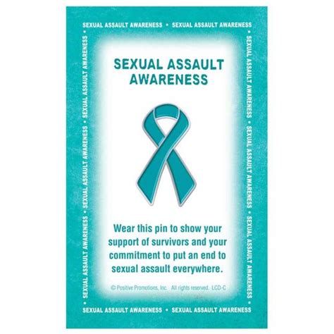 sexual assault awareness teal ribbon lapel pin with presentation card positive promotions
