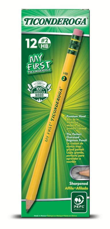 Ticonderoga My First Pre Sharpened Pencil No 2 With Eraser 12 Count
