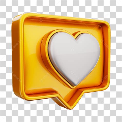 Emoji De Curtida 3d Dourado Com Coração Branco Elemento Png